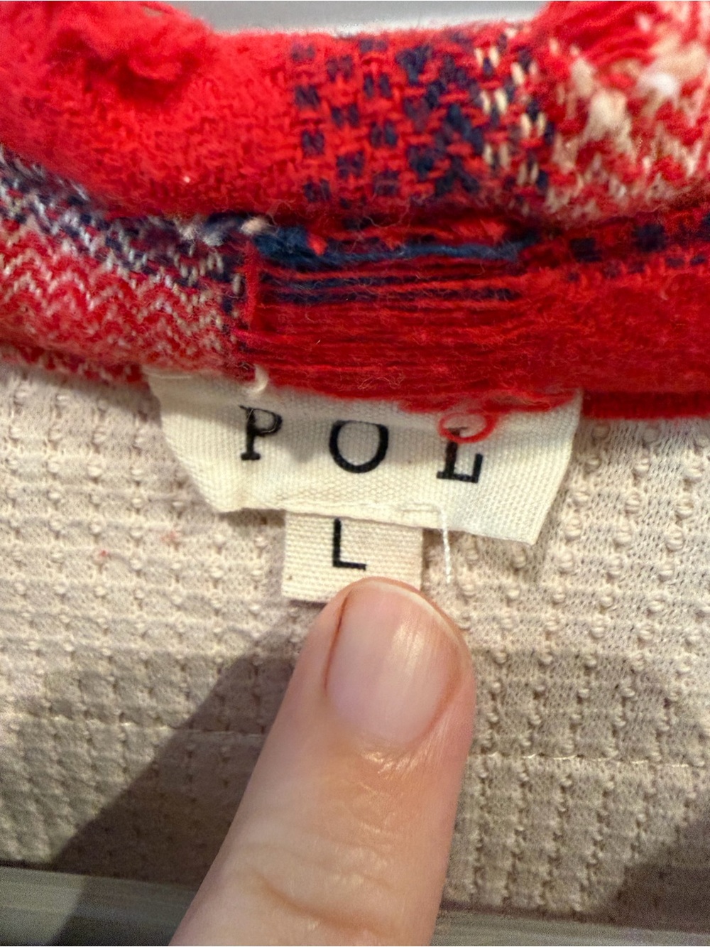 POL Distressed Button Up Top/Shacket Size Large - Picture 2 of 16